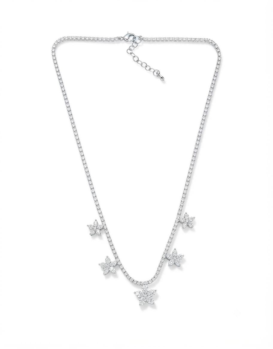 Girocollo di strass più fiori di strass