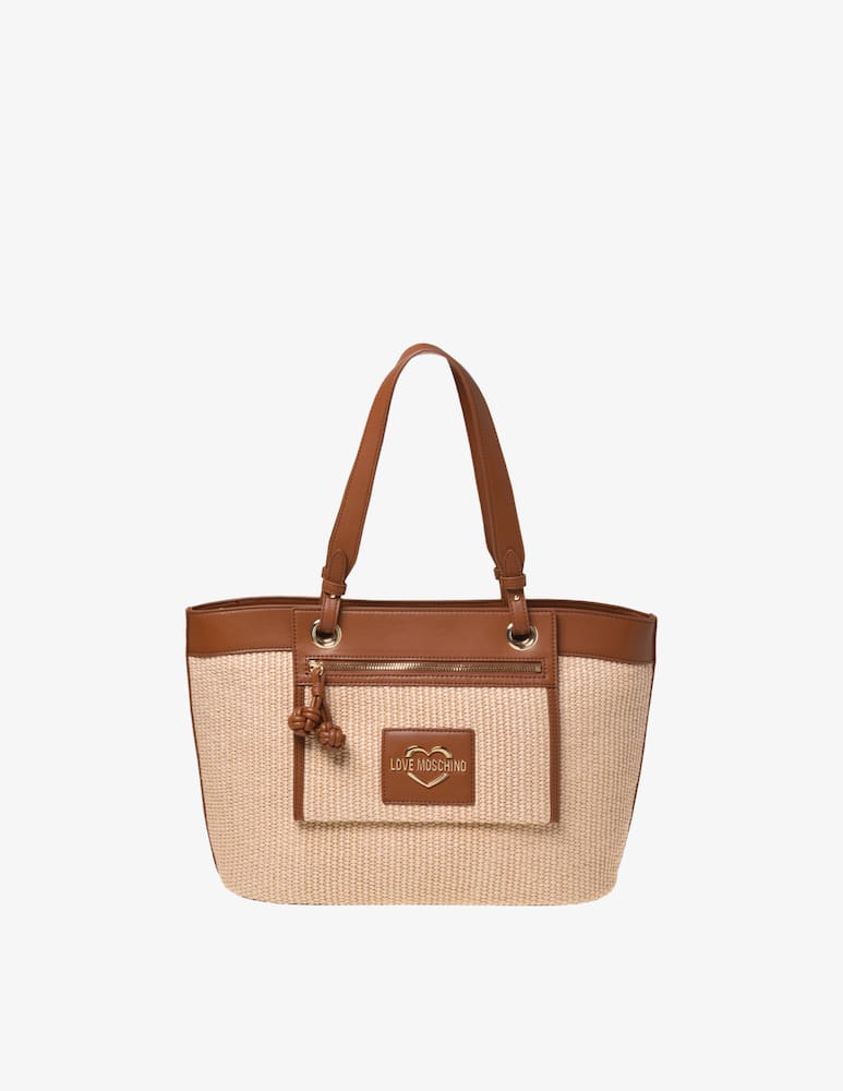 BORSA A SPALLA LOVE MOSCHINO NATURALE CUOIO
