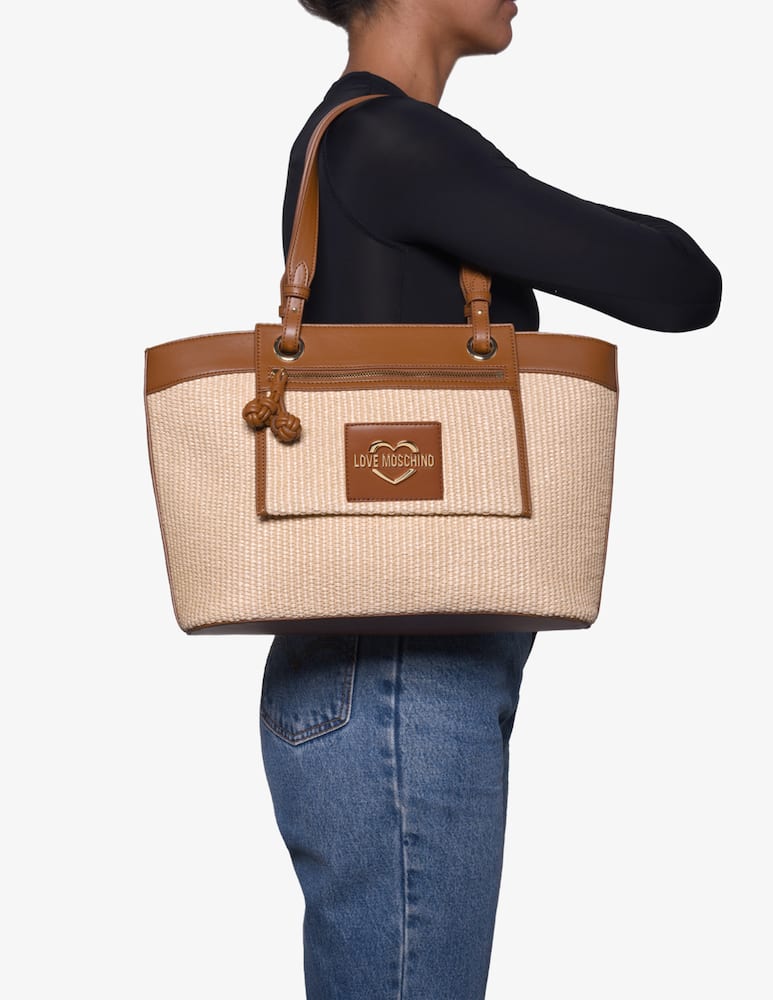 BORSA A SPALLA LOVE MOSCHINO NATURALE CUOIO