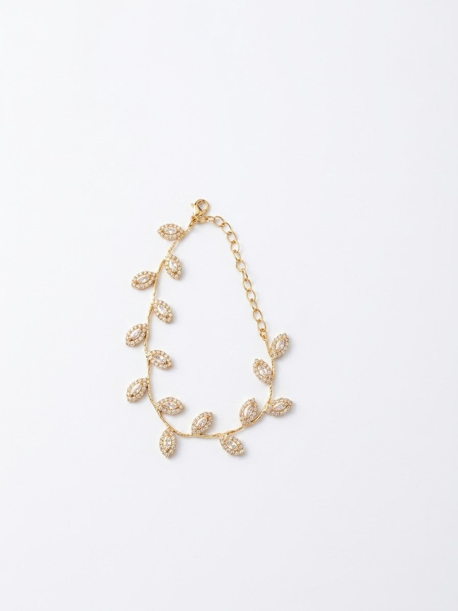 BRACCIALE FOGLIA STRASS