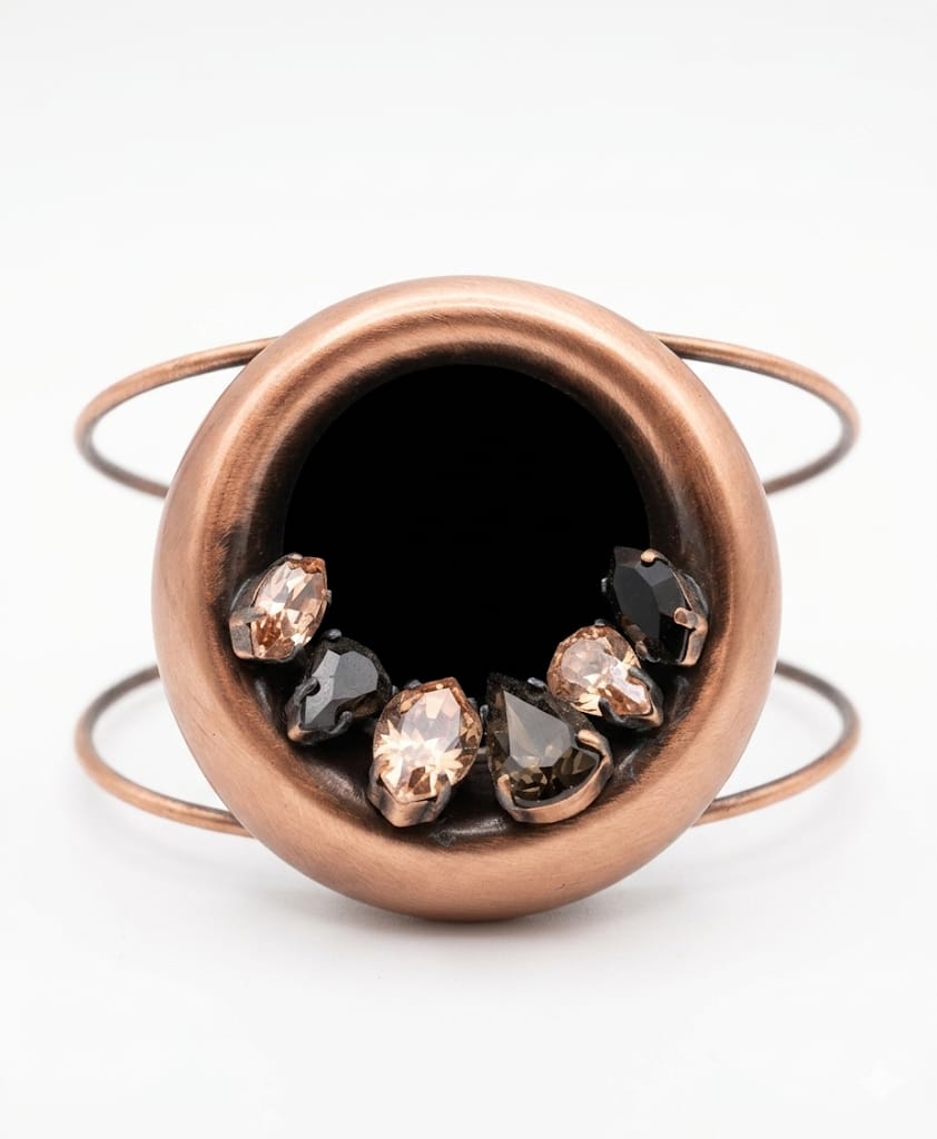 Bracciale ottone satinato con svarowski