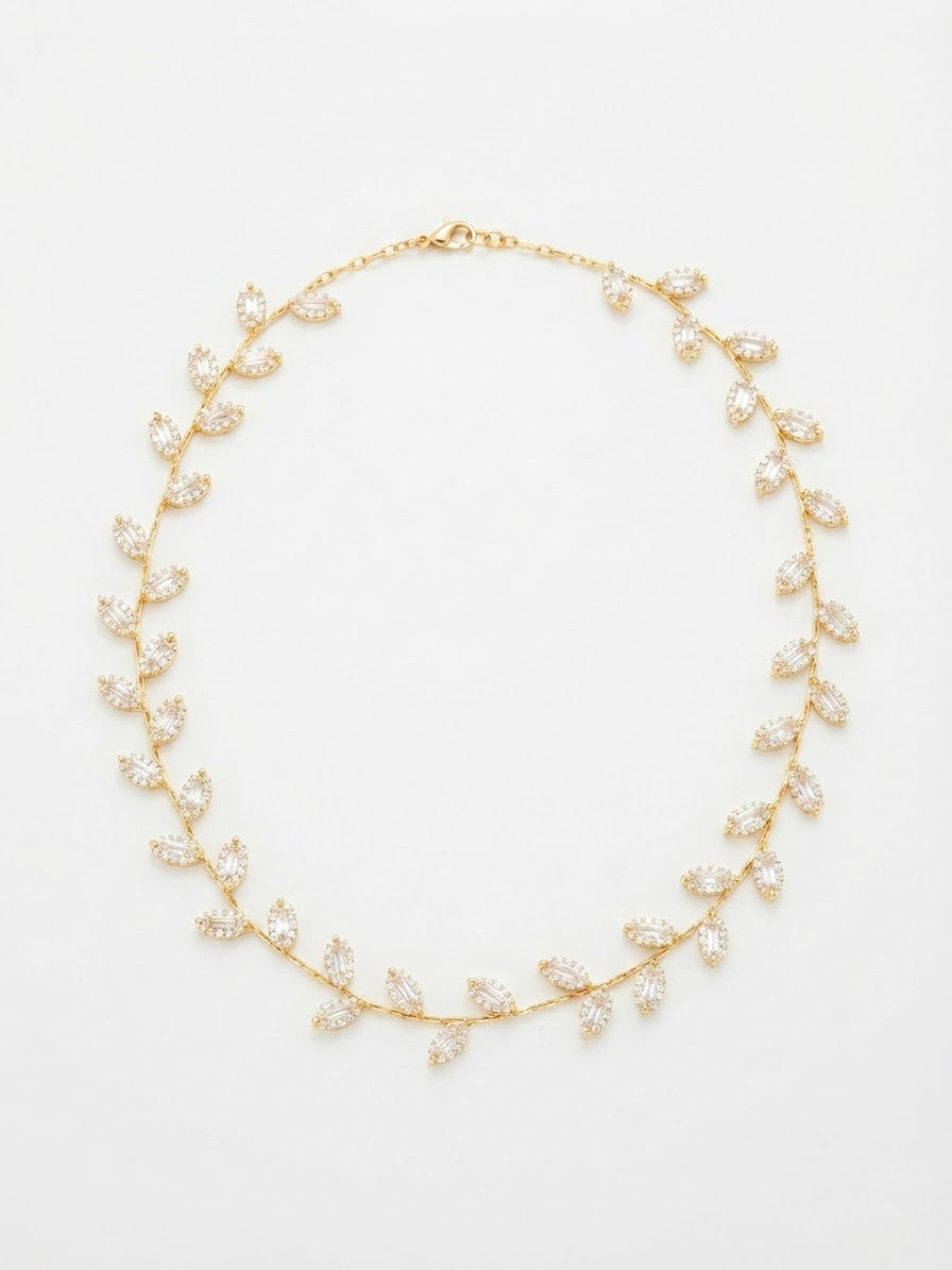 Collana foglie di strass
