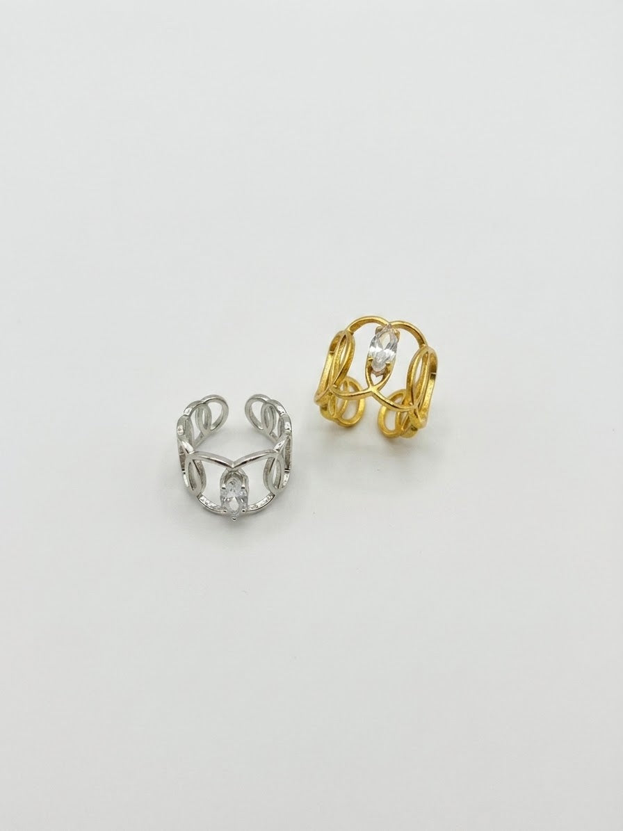 Anello acciaio con spoletta Swarovski