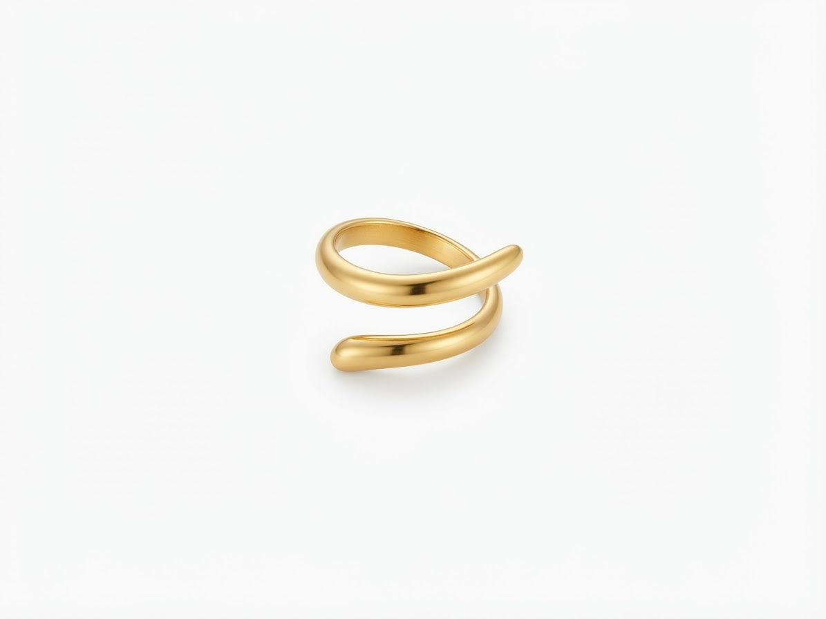 Anello contrarie acciaio gold
