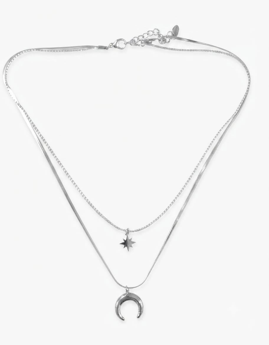 Collana doppio filo con stella e luna