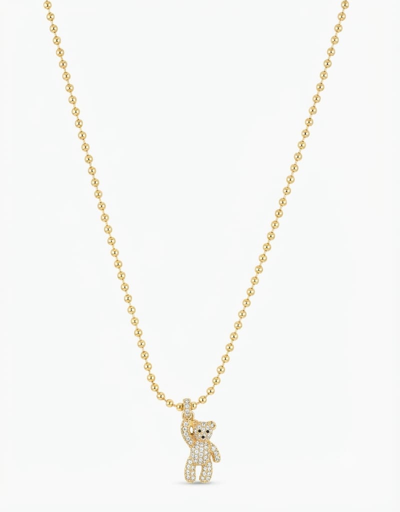Collana acciaio con orsetto di strass