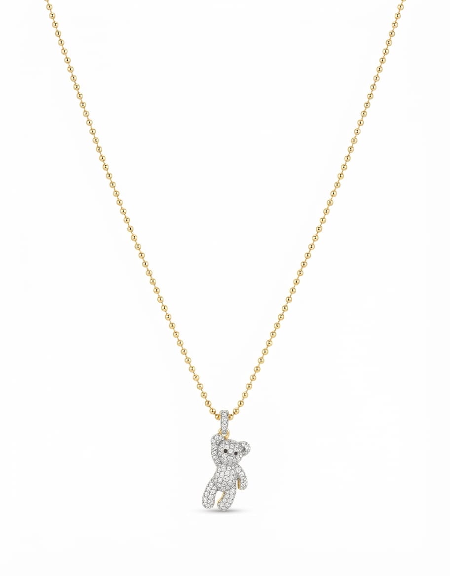 Collana acciaio con orsetto di strass