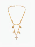 Collana due fili con orsetto e croce