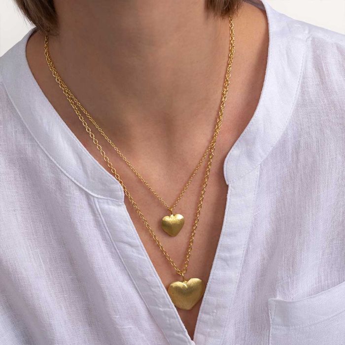COLLANA 2 CATENE CUORI BOMBATI VESTOPAZZO