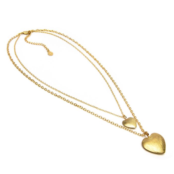 COLLANA 2 CATENE CUORI BOMBATI VESTOPAZZO