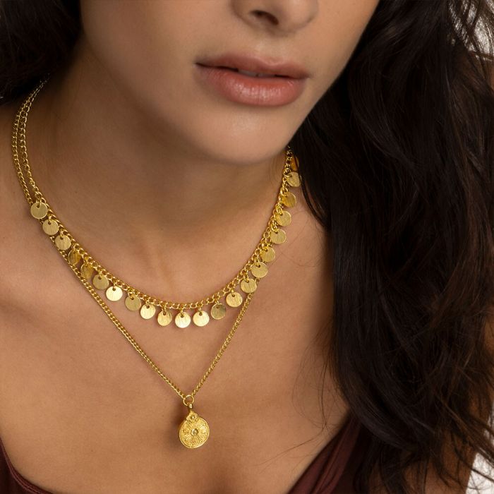 New COLLANA 2 FILI MONETE VESTOPAZZO