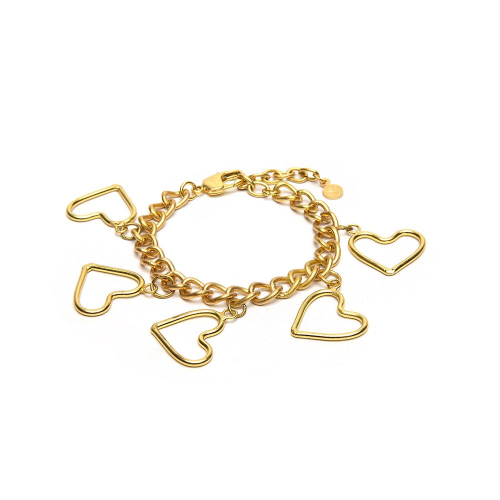 BRACCIALE CATENA 5 SAGOME CUORI